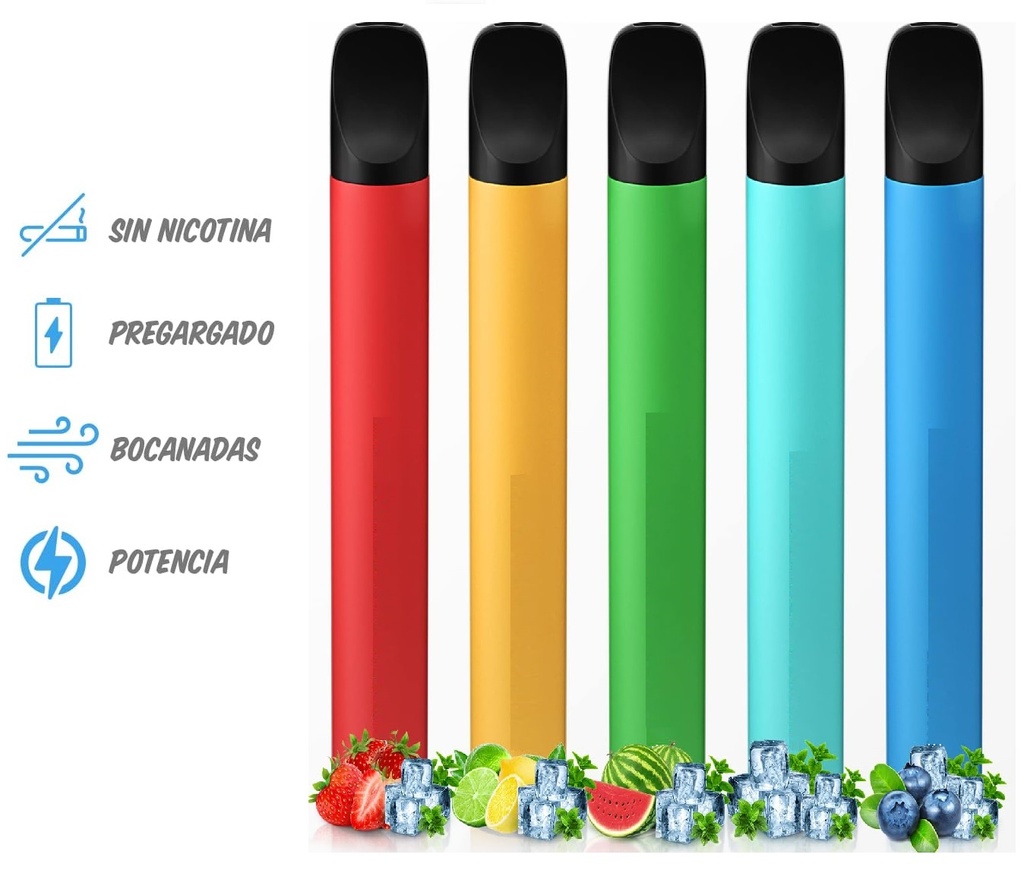 Vaper "Vaporizador" 600 Puffs sin Nicotina MR Blue - Pod Cigarrillo electrónico Vapeo para Dejar de Fumar