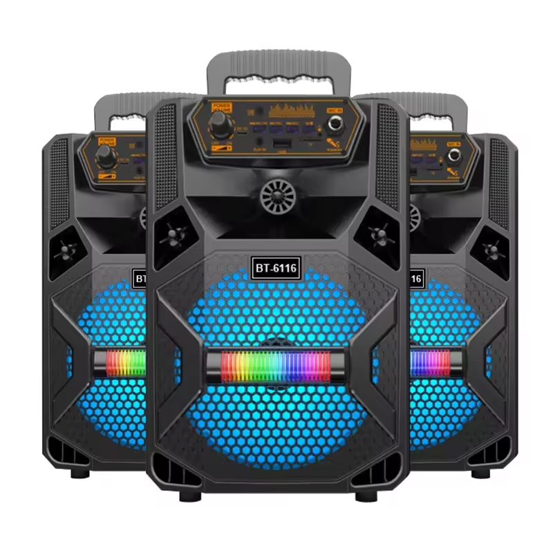 Altavoz Bluetooth Inalámbrico Portátil Exteriores Potente  6,5" Grande BT6116 - con Batería - Mando Micrófono Karaoke Radio FM Reproductor USB Micro SD TF MP3 Player Gran Potencia