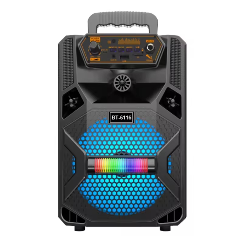 Altavoz Bluetooth Inalámbrico Portátil Exteriores Potente  6,5" Grande BT6116 - con Batería - Mando Micrófono Karaoke Radio FM Reproductor USB Micro SD TF MP3 Player Gran Potencia