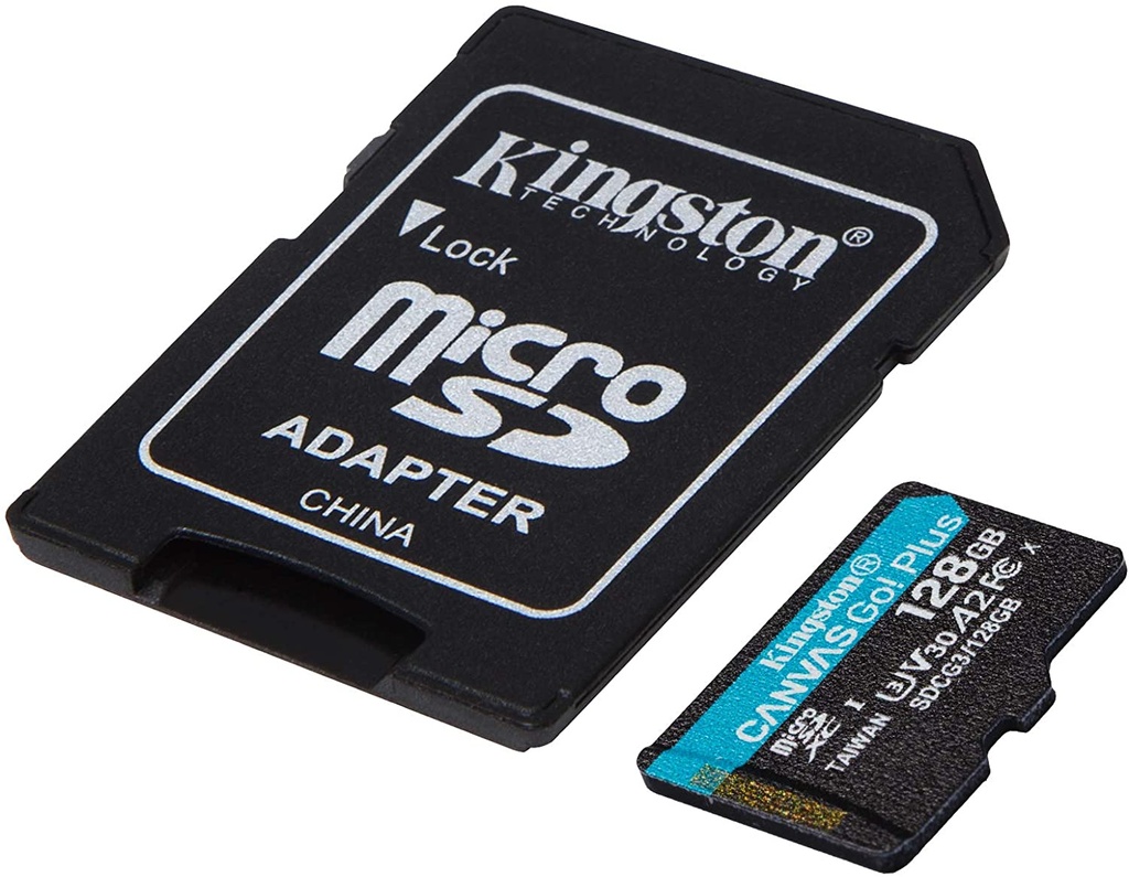 Kingston Tarjeta Micro SDXC 128GB UHS-I U3 V30 Clase 10 170MB/s Canvas Go Plus con Adaptador