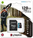 Kingston Tarjeta Micro SDXC 128GB UHS-I U3 V30 Clase 10 170MB/s Canvas Go Plus con Adaptador