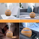 Humificador Esférico Ultrasónico Portátil, Aromaterapia H2O - Difusor de Aceite, Esencias, Aromas, LED Multicolor - Fashion, Estilo, Diseño Madera Oscura