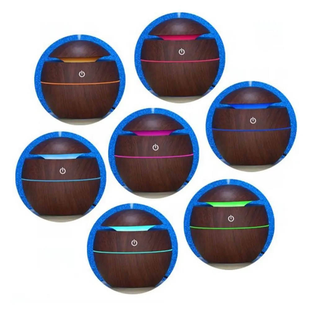 Humificador Esférico Ultrasónico Portátil, Aromaterapia H2O - Difusor de Aceite, Esencias, Aromas, LED Multicolor - Fashion, Estilo, Diseño Madera Clara