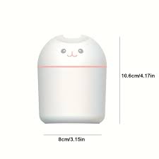 Humificador Ultrasónico Portátil, Aromaterapia H2O - Difusor de Aceite, Esencias, Aromas, LED Multicolor - Divertido, Infantil, Niños, Niñas, Blanco Animal, Gato