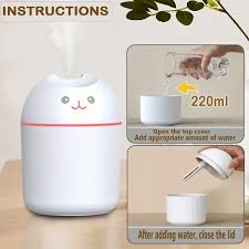Humificador Ultrasónico Portátil, Aromaterapia H2O - Difusor de Aceite, Esencias, Aromas, LED Multicolor - Divertido, Infantil, Niños, Niñas, Blanco Animal, Gato