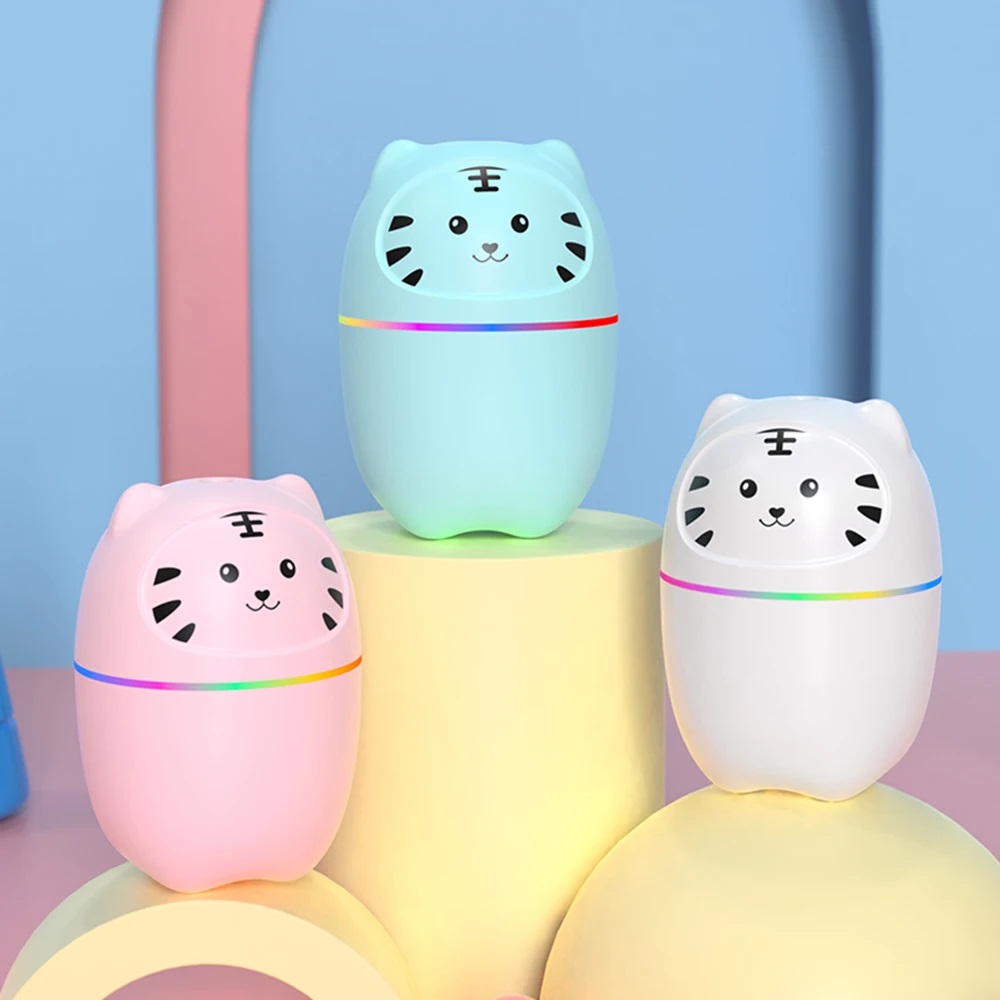 Humificador Ultrasónico Portátil, Aromaterapia H2O - Difusor de Aceite, Esencias, Aromas, LED Multicolor - Divertido, Infantil, Niños, Niñas, Blanco Panda