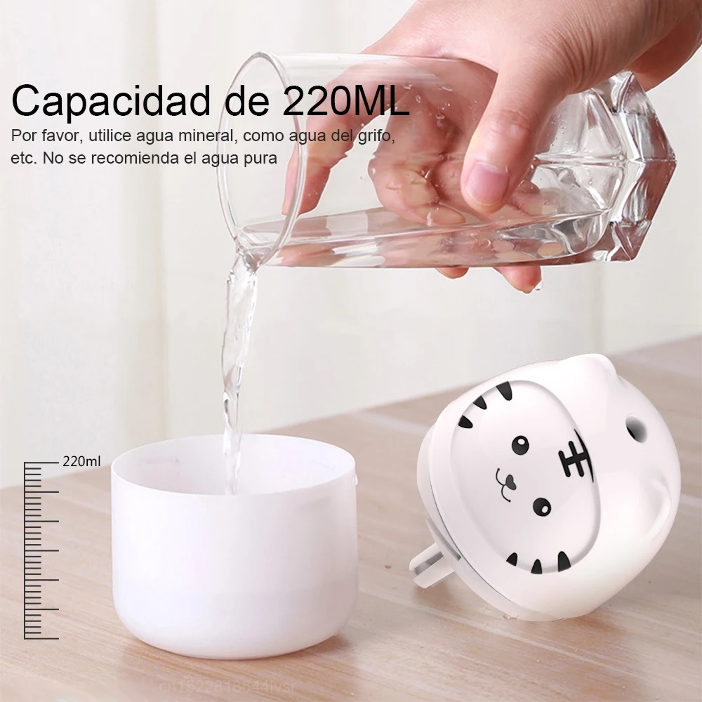 Humificador Ultrasónico Portátil, Aromaterapia H2O - Difusor de Aceite, Esencias, Aromas, LED Multicolor - Divertido, Infantil, Niños, Niñas, Blanco Panda