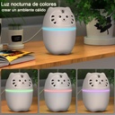 Humificador Ultrasónico Portátil, Aromaterapia H2O - Difusor de Aceite, Esencias, Aromas, LED Multicolor - Divertido, Infantil, Niños, Niñas, Blanco Panda