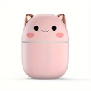 Humificador Ultrasónico Portátil, Aromaterapia H2O - Difusor de Aceite, Esencias, Aromas, LED Multicolor - Divertido, Infantil, Niños, Niñas, Gato Rosa, con orejas Cromadas