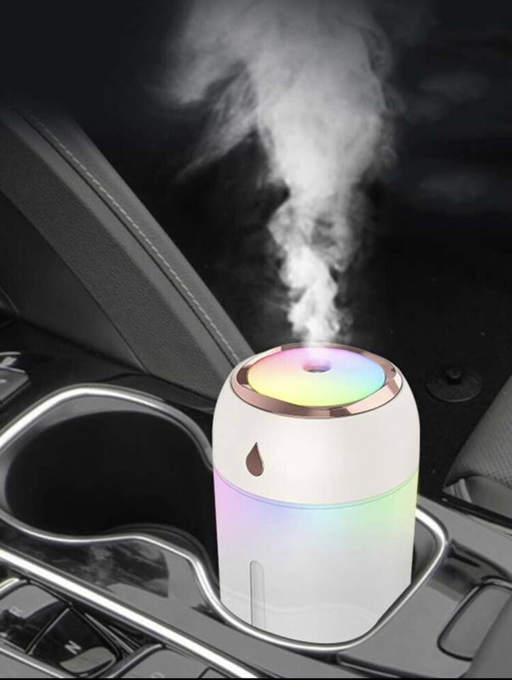 Humificador Ultrasónico Portátil, Aromaterapia H2O - Difusor de Aceite, Esencias, Aromas, LED Multicolor - Fashion, Estilo, Diseño Blanco con Gris y Rosa Cromado