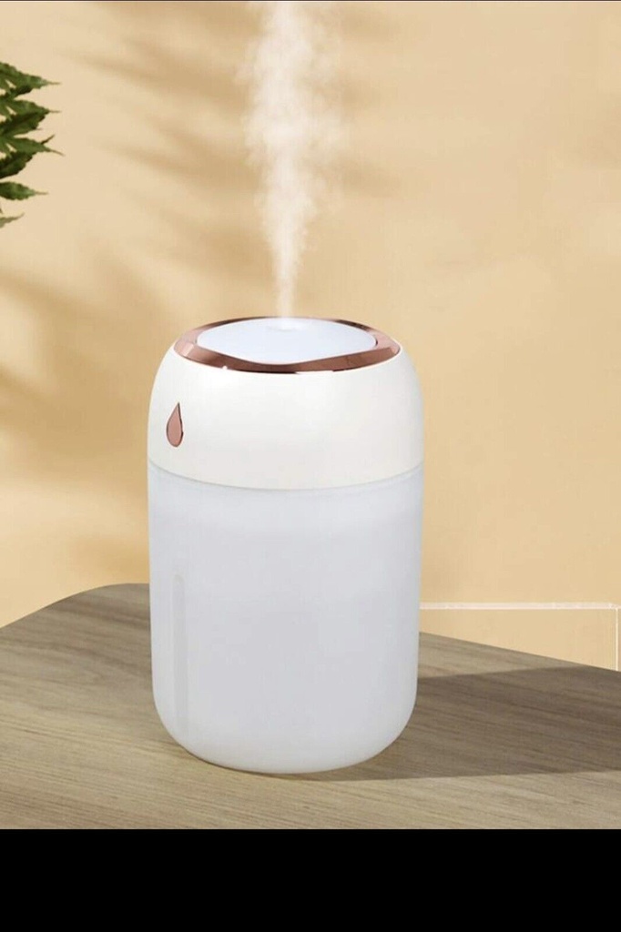 Humificador Ultrasónico Portátil, Aromaterapia H2O - Difusor de Aceite, Esencias, Aromas, LED Multicolor - Fashion, Estilo, Diseño Blanco con Gris y Rosa Cromado