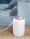 Humificador Ultrasónico Portátil, Aromaterapia H2O - Difusor de Aceite, Esencias, Aromas, LED Multicolor - Fashion, Estilo, Diseño Blanco con Gris y Rosa Cromado