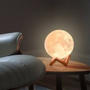 Lámpara Luna, Patas Base Madera, Humificador Ultrasónico Portátil, Aromaterapia H2O - Difusor de Aceite, Esencias, Aromas, Decoración nocturna, LED Multicolor - Moonlight 3D, Luna LLENA