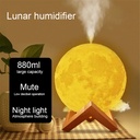 Lámpara Luna, Patas Base Madera, Humificador Ultrasónico Portátil, Aromaterapia H2O - Difusor de Aceite, Esencias, Aromas, Decoración nocturna, LED Multicolor - Moonlight 3D, Luna LLENA