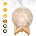 Lámpara Luna, Patas Base Madera, Humificador Ultrasónico Portátil, Aromaterapia H2O - Difusor de Aceite, Esencias, Aromas, Decoración nocturna, LED Multicolor - Moonlight 3D, Luna LLENA
