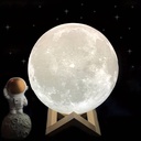 Lámpara Luna, Patas Base Madera, Humificador Ultrasónico Portátil, Aromaterapia H2O - Difusor de Aceite, Esencias, Aromas, Decoración nocturna, LED Multicolor - Moonlight 3D, Luna LLENA