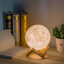 Lámpara Luna, Patas Base Madera, Humificador Ultrasónico Portátil, Aromaterapia H2O - Difusor de Aceite, Esencias, Aromas, Decoración nocturna, LED Multicolor - Moonlight 3D, Luna LLENA