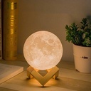 Lámpara Luna, Patas Base Madera, Humificador Ultrasónico Portátil, Aromaterapia H2O - Difusor de Aceite, Esencias, Aromas, Decoración nocturna, LED Multicolor - Moonlight 3D, Luna LLENA