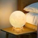 Lámpara Luna, Patas Base Madera, Humificador Ultrasónico Portátil, Aromaterapia H2O - Difusor de Aceite, Esencias, Aromas, Decoración nocturna, LED Multicolor - Moonlight 3D, Luna LLENA