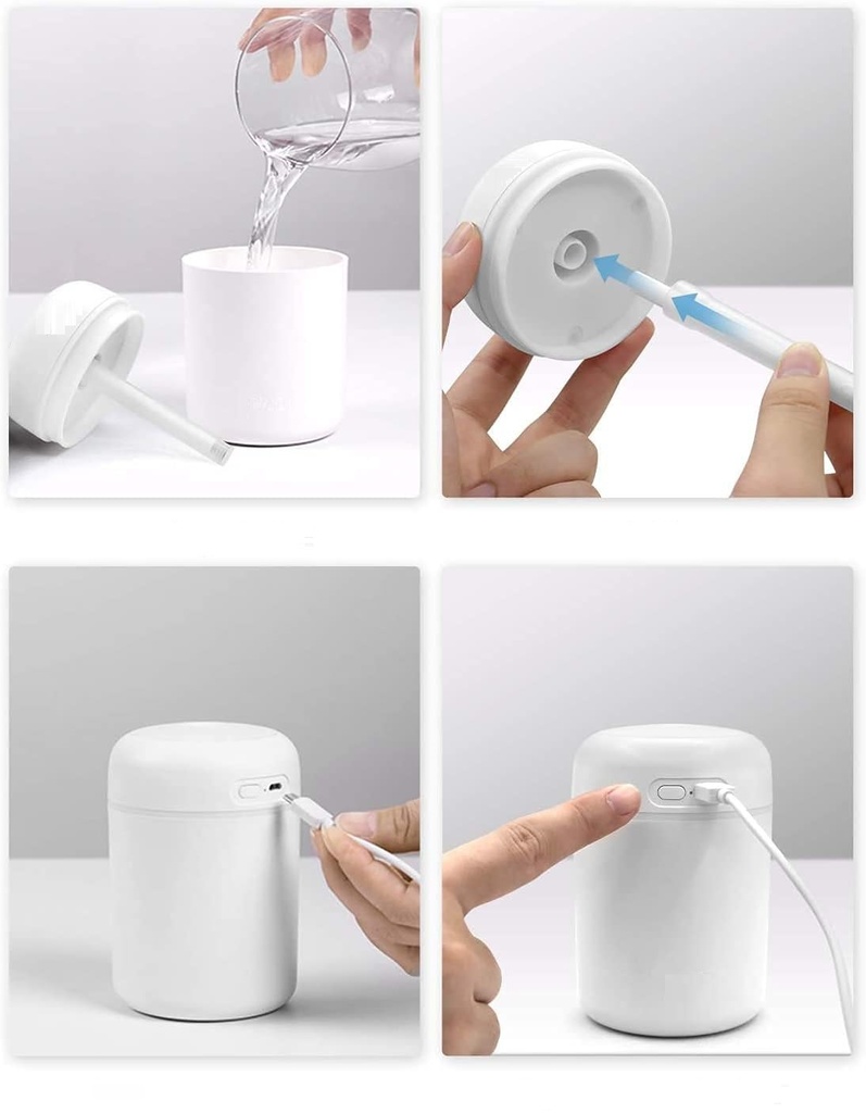 Humificador Aire Ultrasónico Portátil, Aromaterapia H2O - Difusor de Aceite, Esencias, Aromas, LED Multicolor - Fashion, Estilo, Diseño Gris