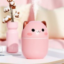 Humificador Aire Ultrasónico Portátil, Aromaterapia H2O - Difusor de Aceite, Esencias, Aromas, LED Multicolor - Divertido, Infantil, Niños, Niñas, Gato Rosa, con orejas Cromadas