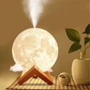 Lámpara Luna, Patas Base Madera, Humificador Aire Ultrasónico Portátil, Aromaterapia H2O - Difusor de Aceite, Esencias, Aromas, Decoración nocturna, LED Multicolor - Moonlight 3D, Luna LLENA