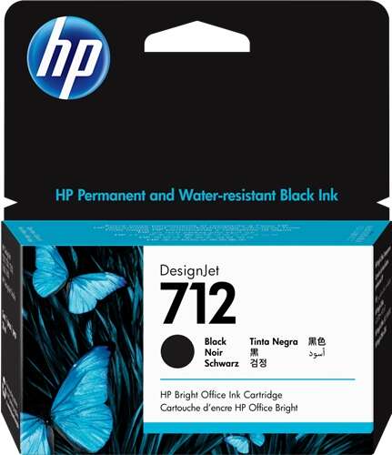 HP 712 (3ED70A) Negro BAJA CAPACIDAD 38 ml - DesignJet Studio, Steal, Wood, T630, T650 24'' 36" - T200, T210, T230, T250 24" cartucho de tinta Original