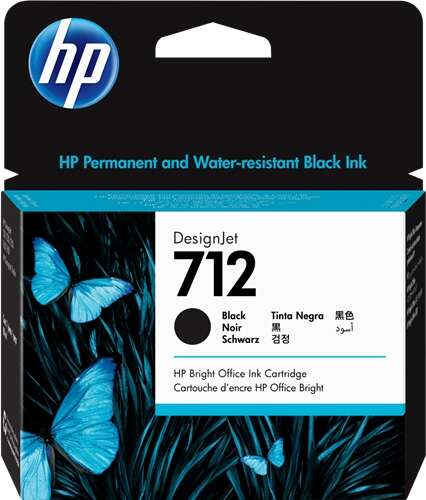 HP 712 (3ED71A) Negro XL 80 ml - DesignJet Studio, Steal, Wood, T630, T650 24'' 36" - T200, T210, T230, T250 24" cartucho de tinta ALTA CAPACIDAD Original