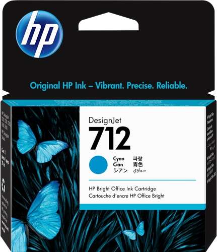 HP 712 (3ED67A) Cyan - DesignJet Studio, Steal, Wood, T630, T650 24'' 36" - T200, T210, T230, T250 24" cartucho de tinta Original