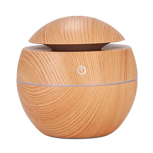 [GA-VA00038] Humificador Aire Esférico Ultrasónico Portátil, Aromaterapia H2O - Difusor de Aceite, Esencias, Aromas, LED Multicolor - Fashion, Estilo, Diseño Madera Clara